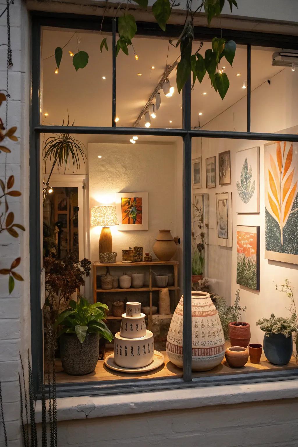 Local crafts connect your window display to the community.
