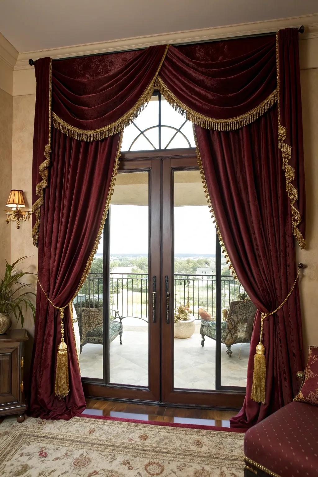 Velvety drapes provide luxury.