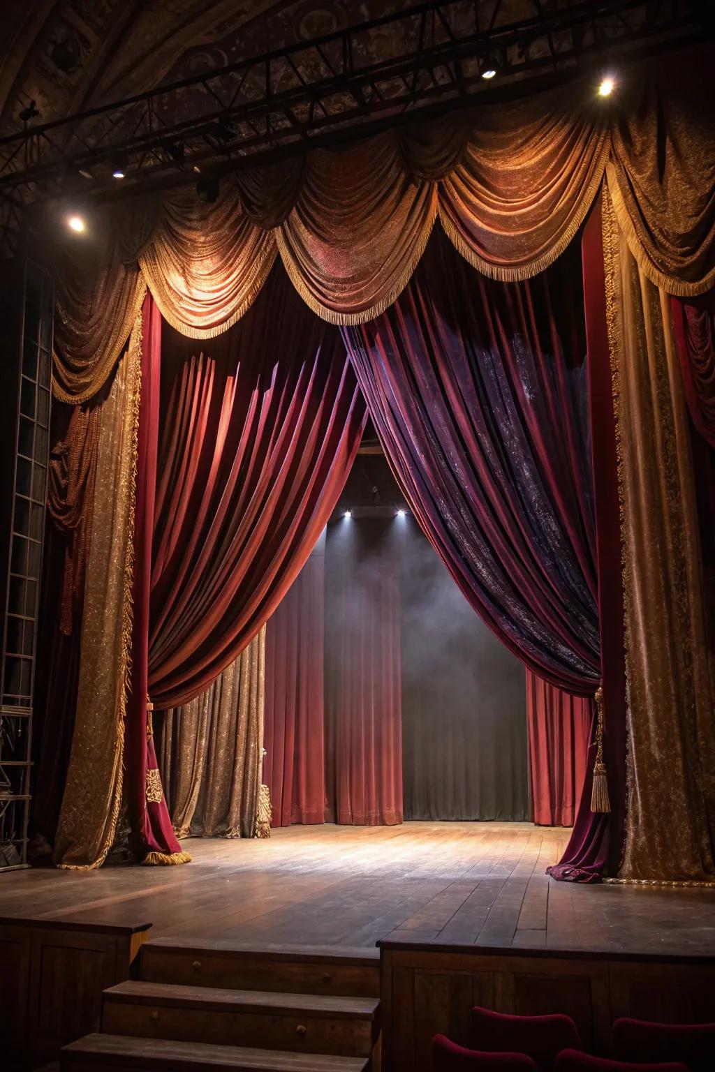 Dramatic drapery introduces elegance and drama to the stage.