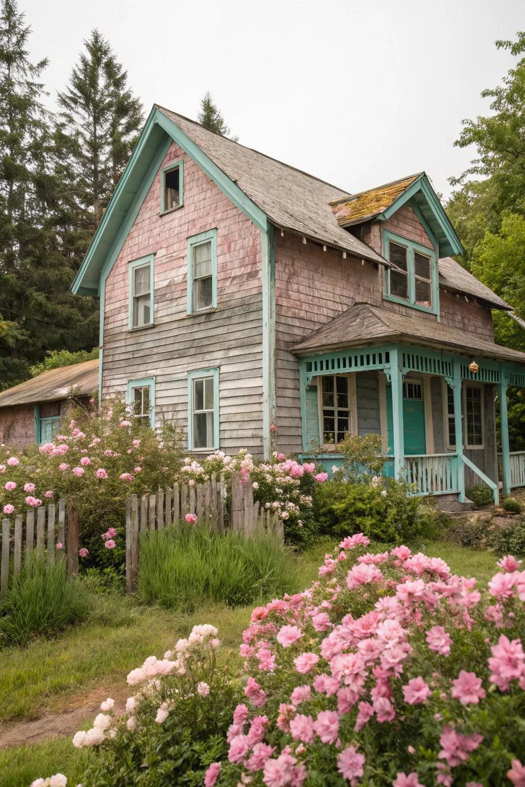 A wood-clad house that revives vintage charm with its nostalgic color palette.