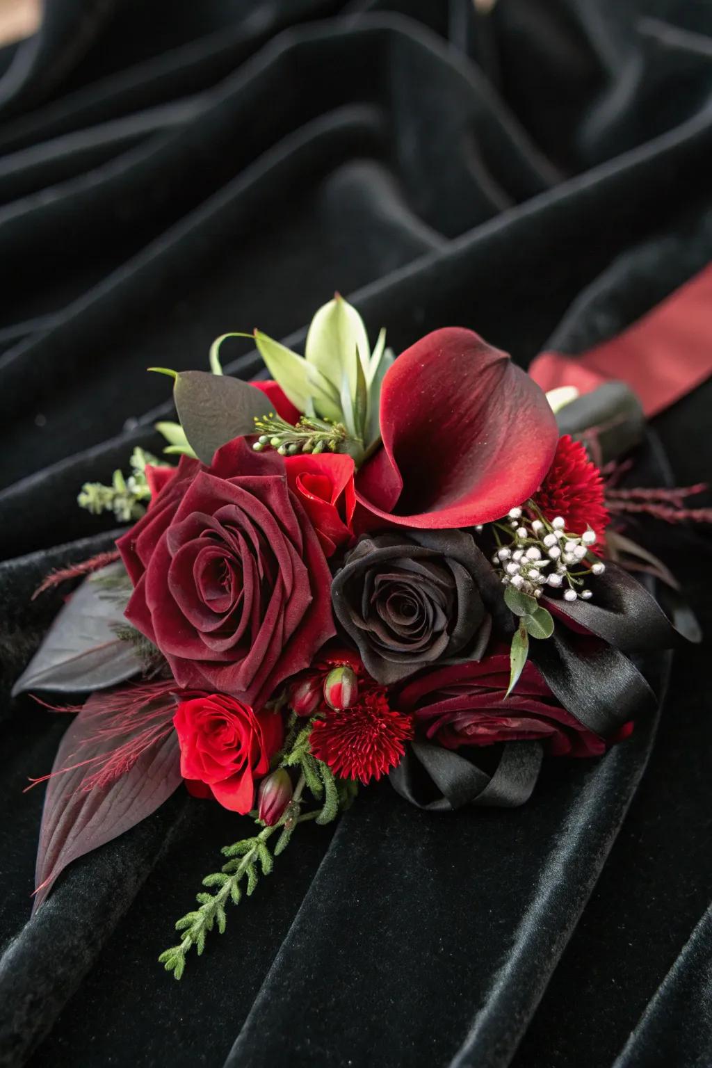 Sensational wrist adornment in dark glam design.