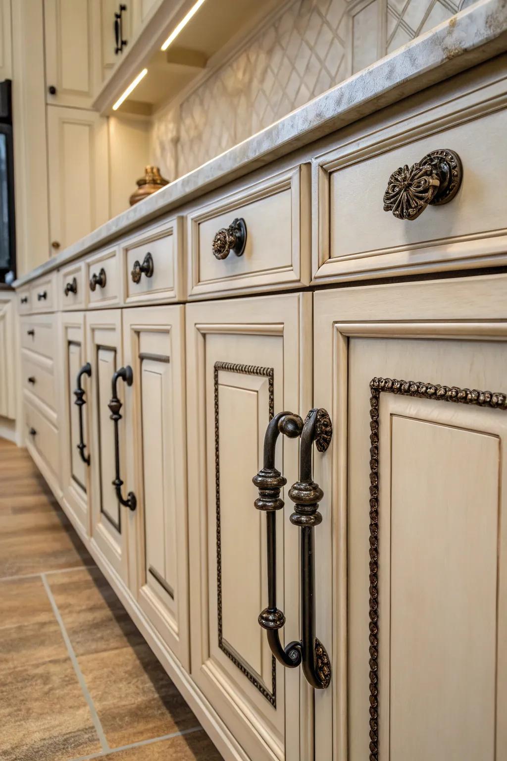 Iron hardware introduces understated elegance.