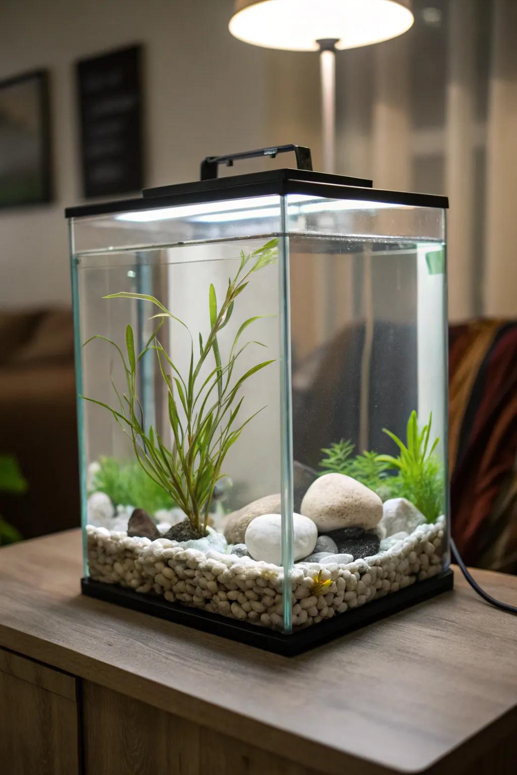 Embrace the splendor of simplicity in your tank design.