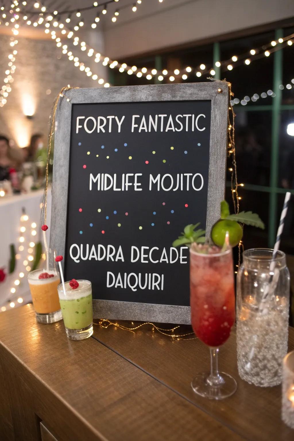 Toast to 40 with drinks as unique as the honoree.