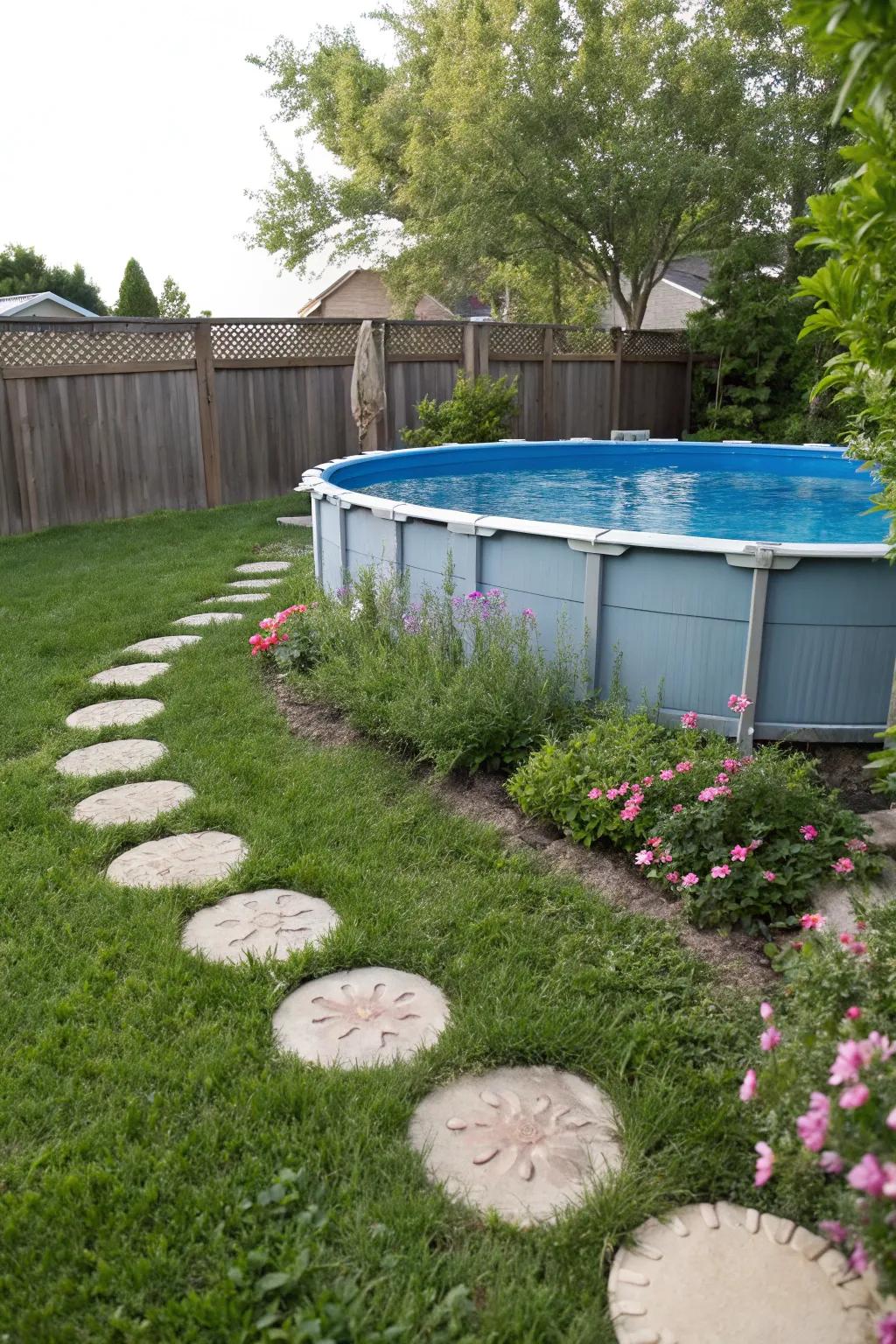 Stepping stones offer a fun and efficient method to get around the pool area.