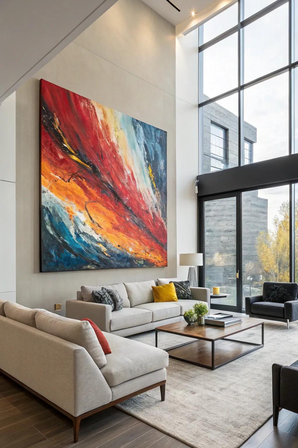 A dynamic and contemporary space is created by contrasting styles.
