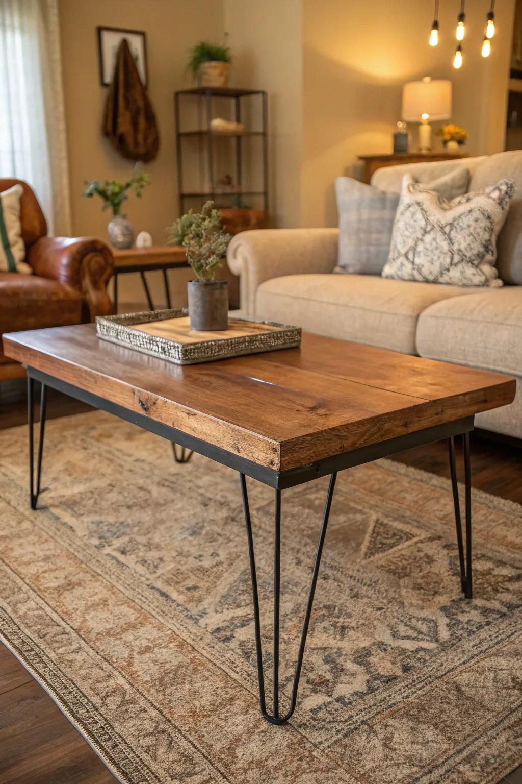 Make a statement using a center table that mixes materials.