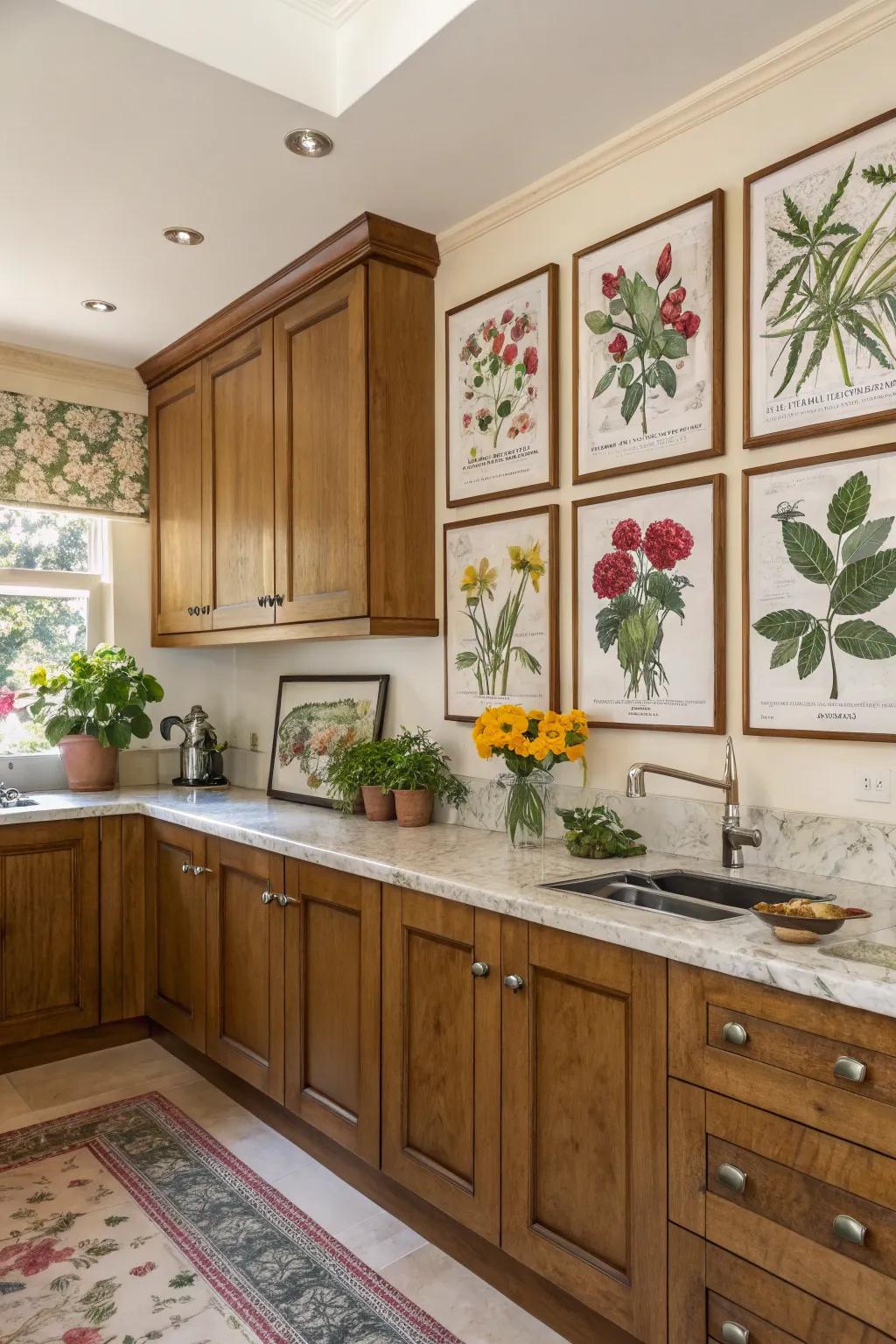 Floral artistry introduces a fresh and vibrant mood into the culinary space.