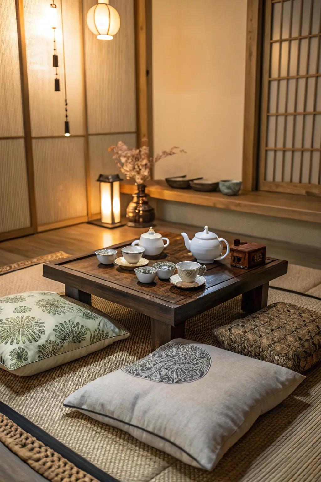 A tea ritual space providing serenity and a hint of tradition.