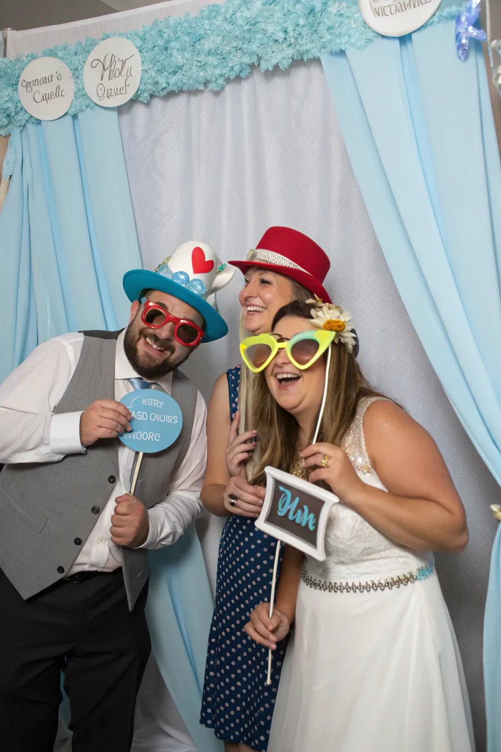 A sky-themed picture booth crafts entertaining and memorable moments.