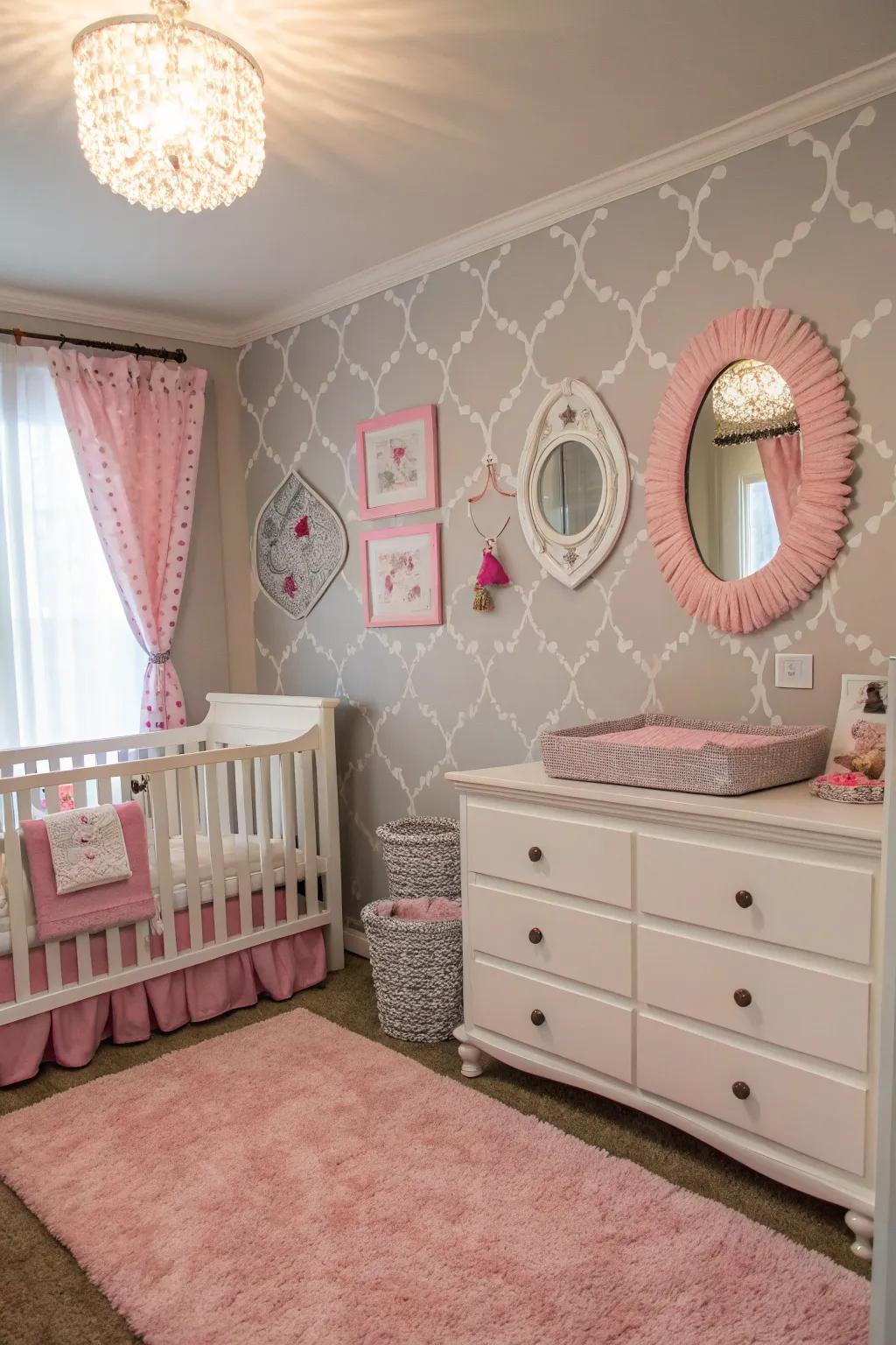 Decorative mirrors add brightness and the illusion of space.