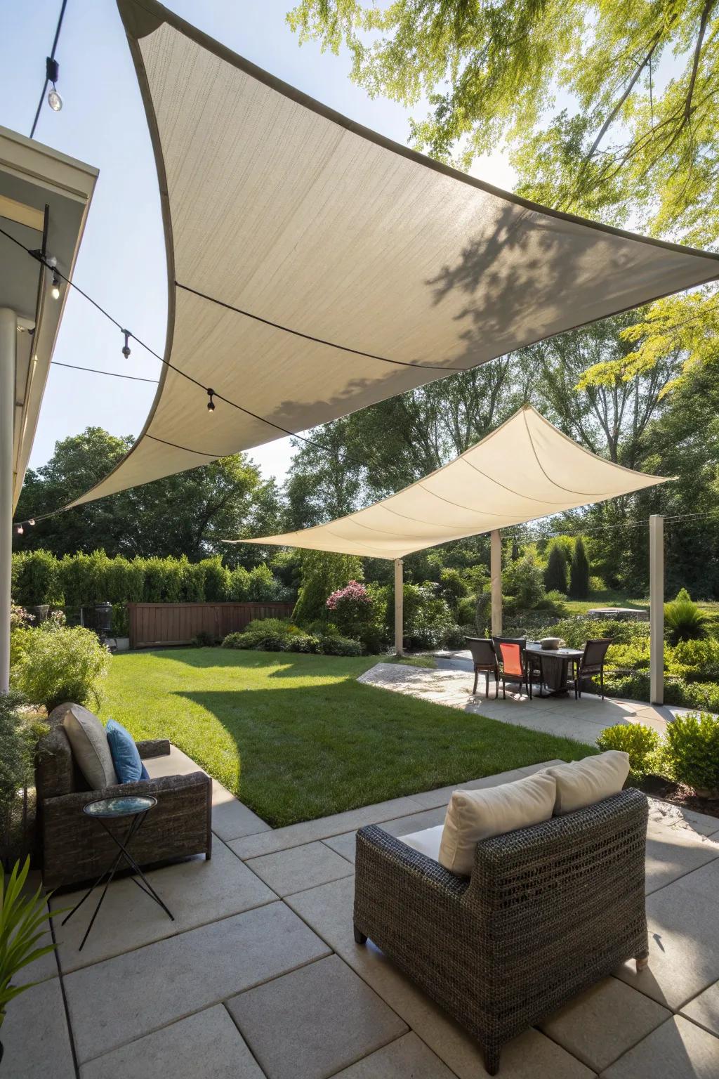 Sun canopies extend shelter and style across sun-kissed days.