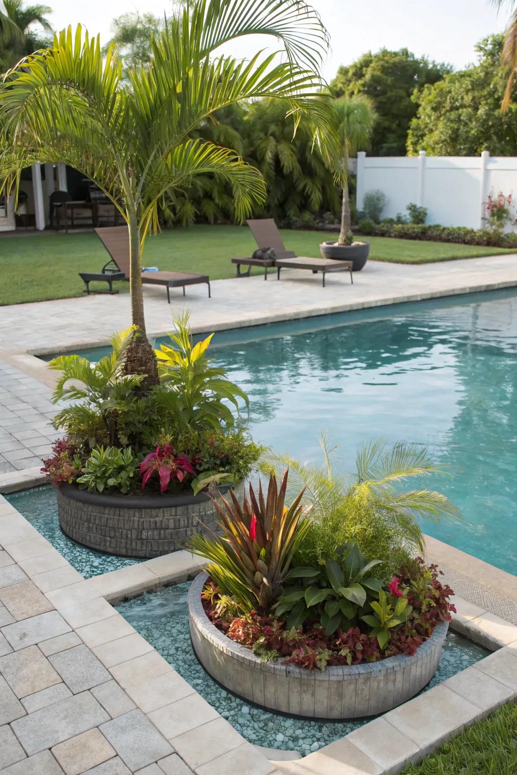 Soaring gardens append a magical, unforeseen contact to the pool sector.
