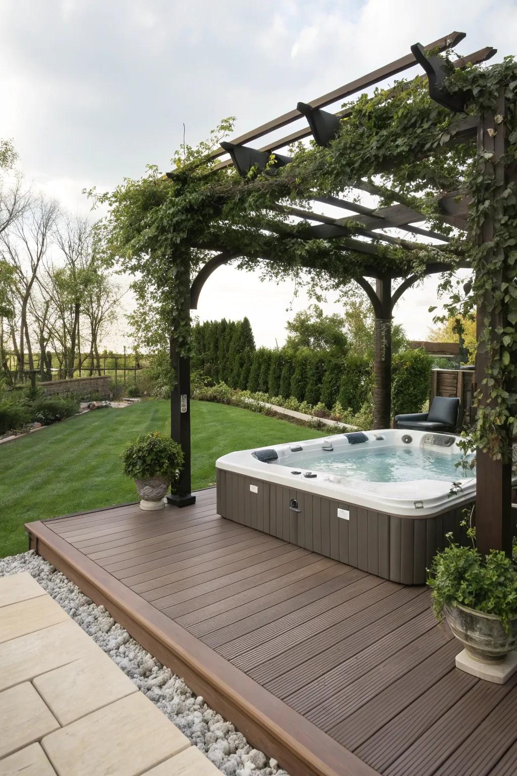 A pergola offers conceal and upgrades the compositional interest of your deck.