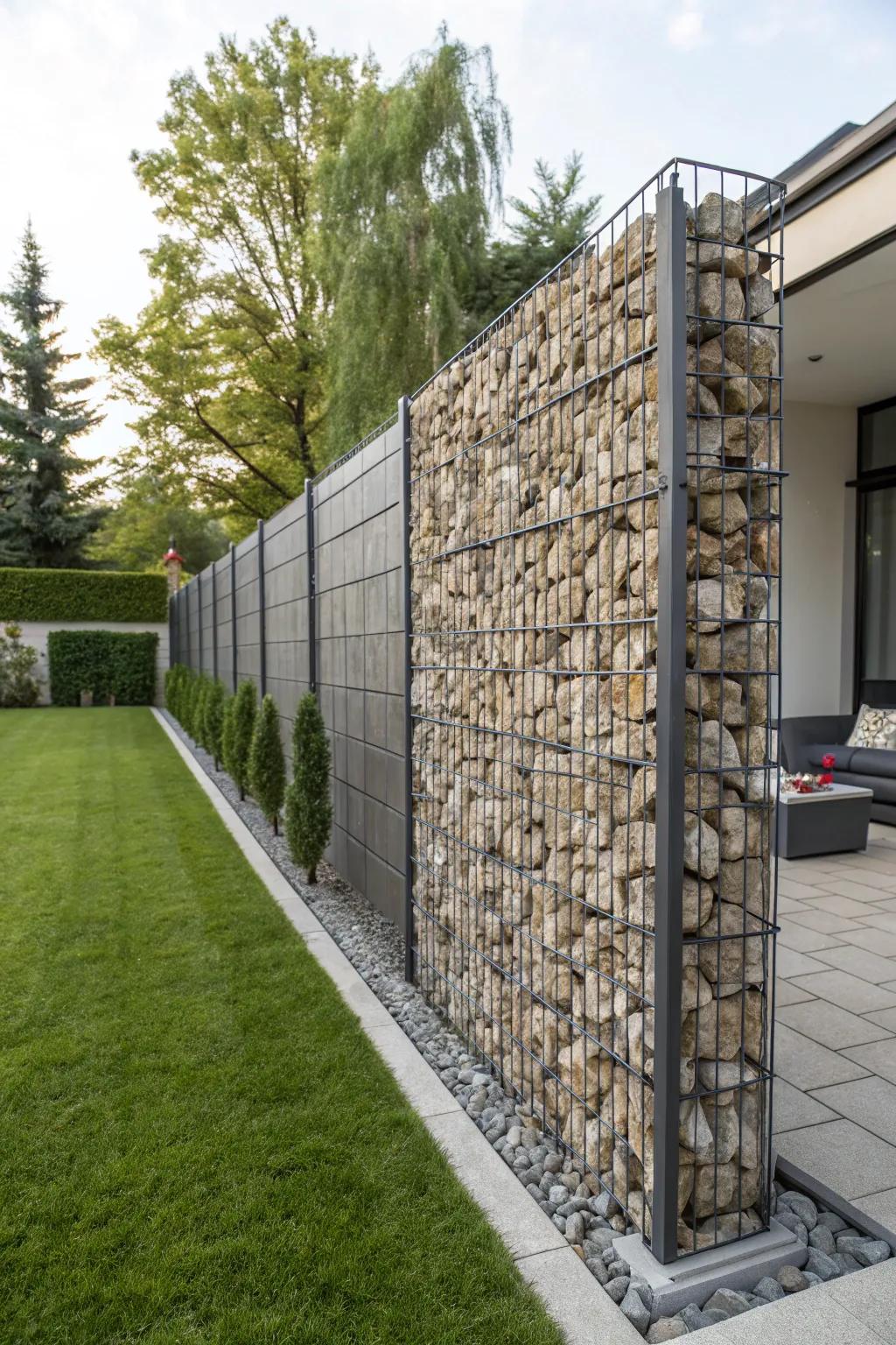 Stone-filled barriers offer ultramodern panache.