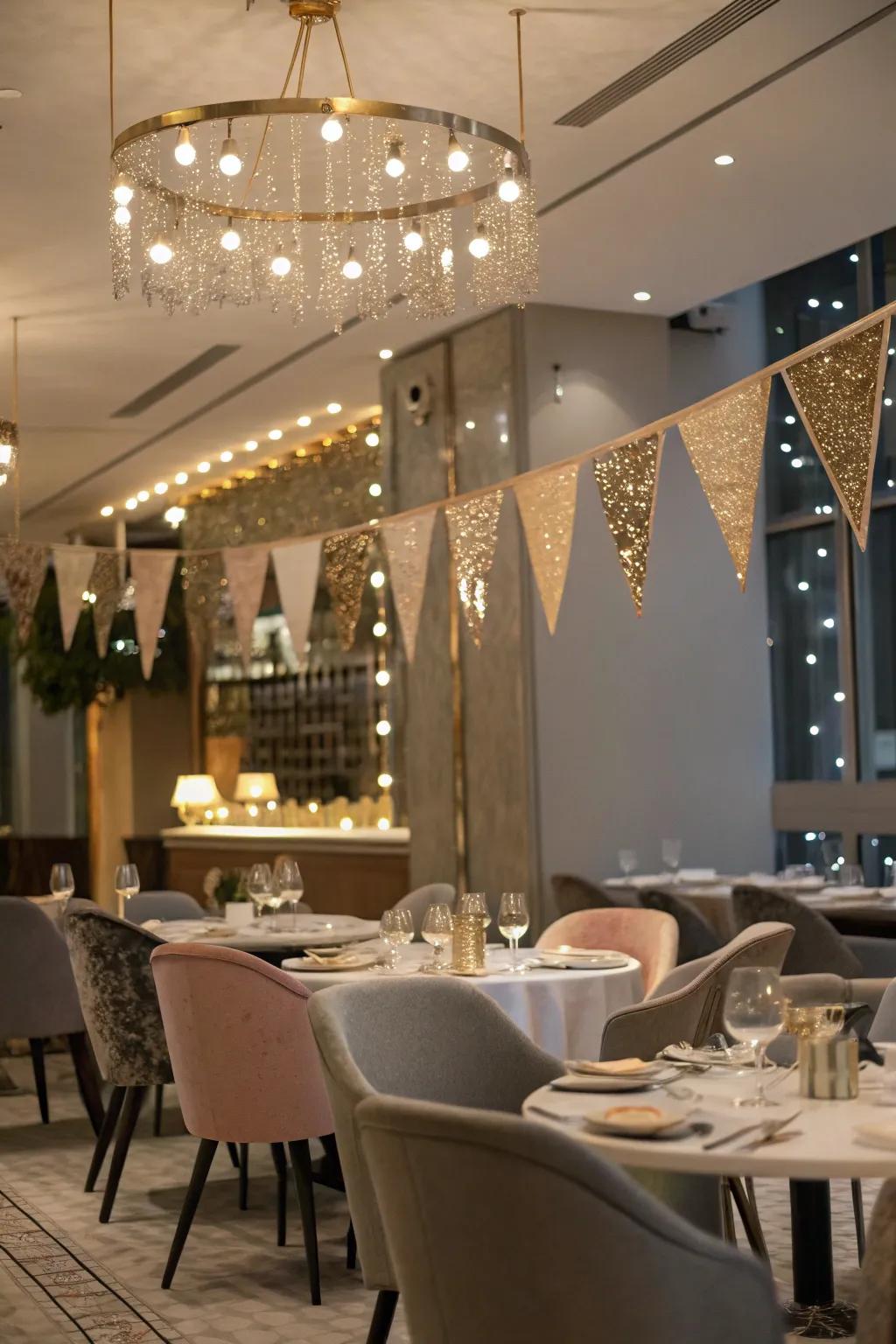 Metallic accents add a touch of glamour and sophistication to banners.