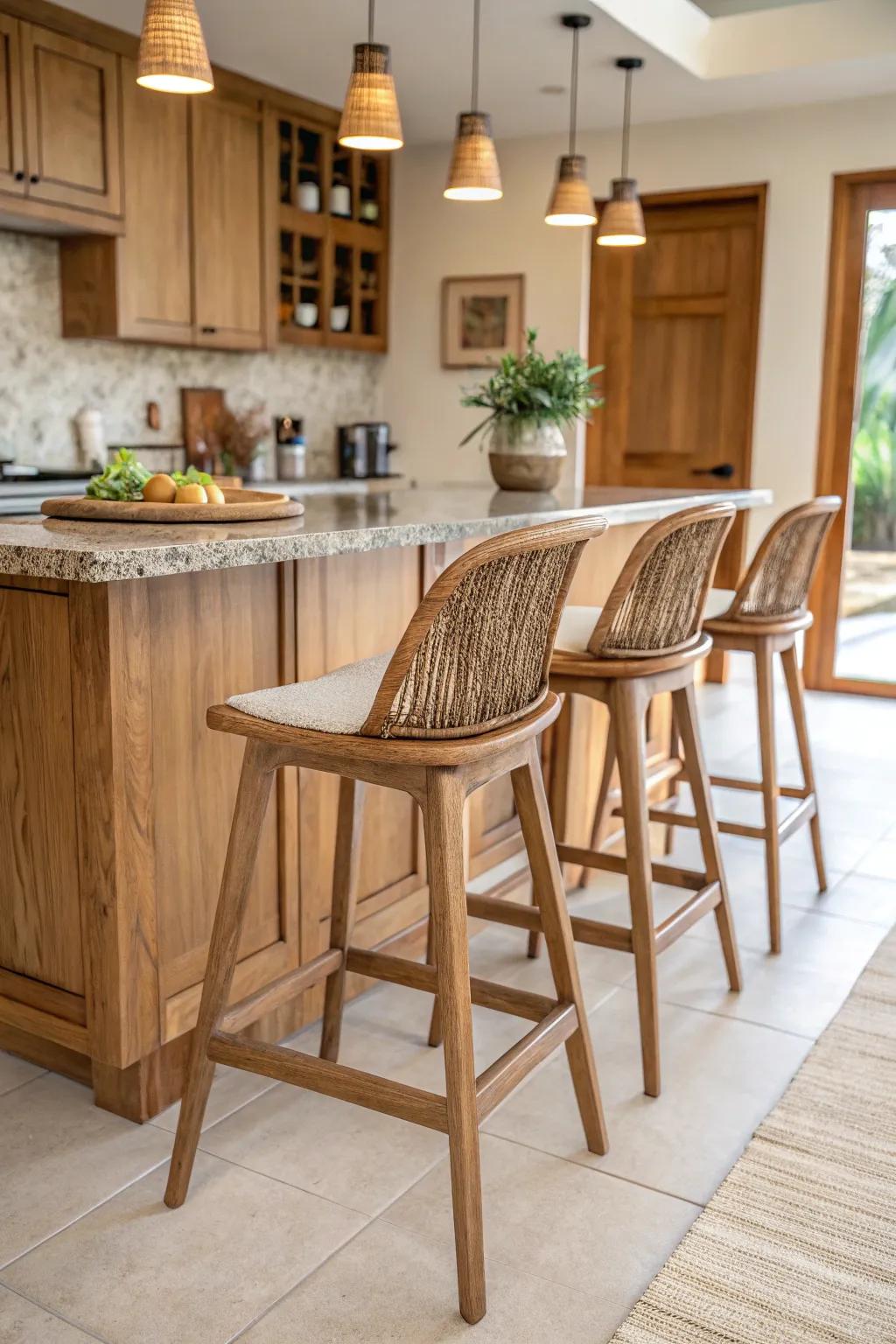 Eco-conscious bar stools with backs for a sustainable choice.