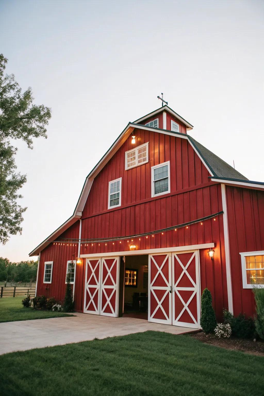 Heritage barn elements adding nostalgic charm to this barndominium.