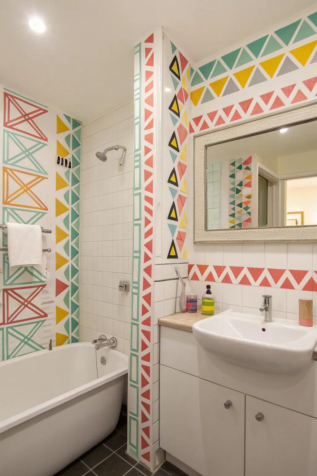 Sticky strips allow for playful and temporary designs.