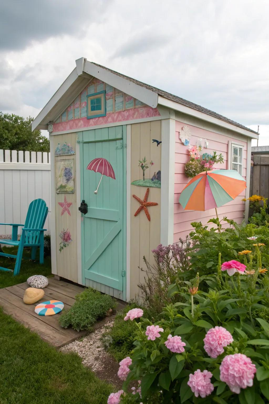 A beach cabin shed becomes nice and useful.