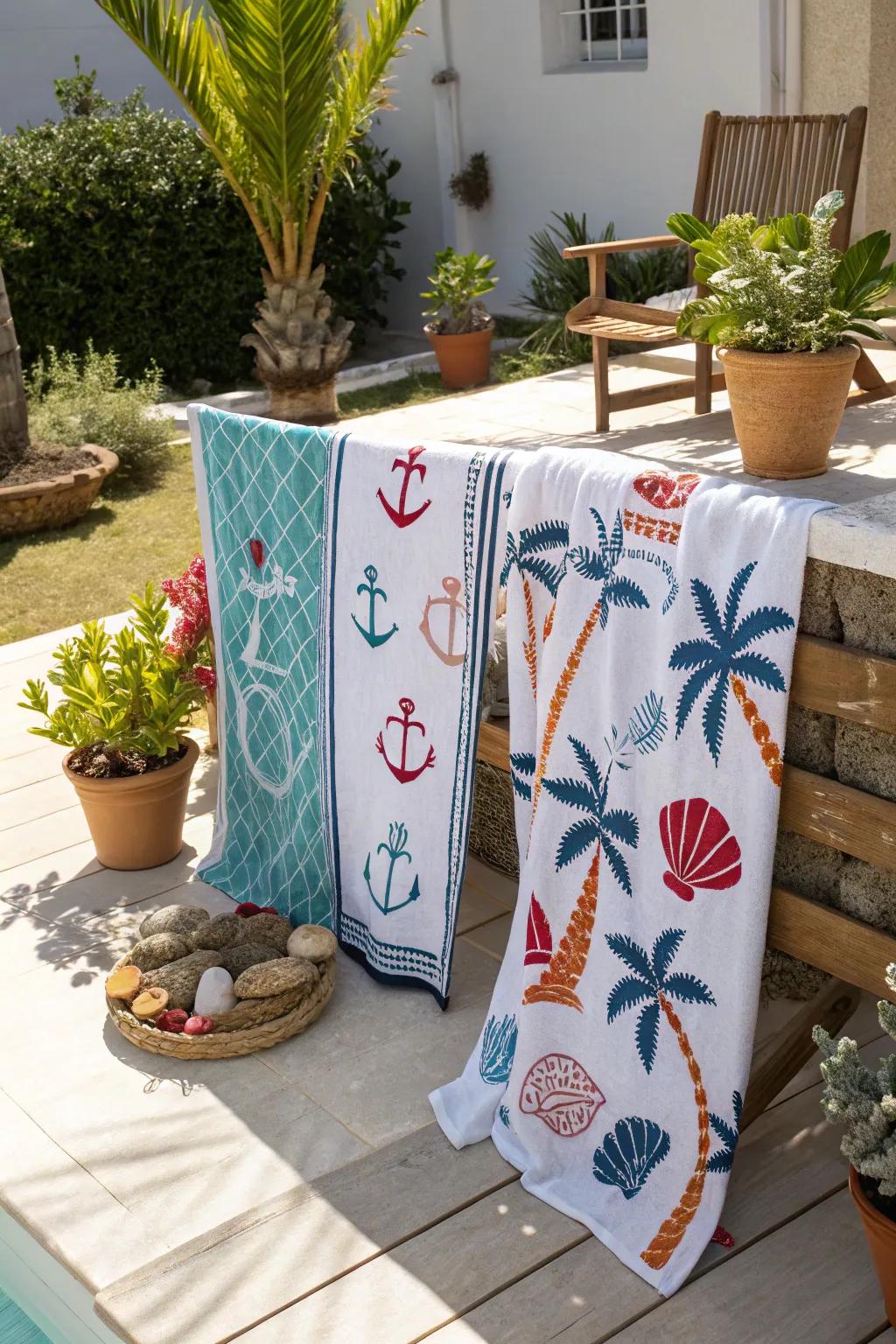 Communicate your style with styled beach textiles that showcase your passions.