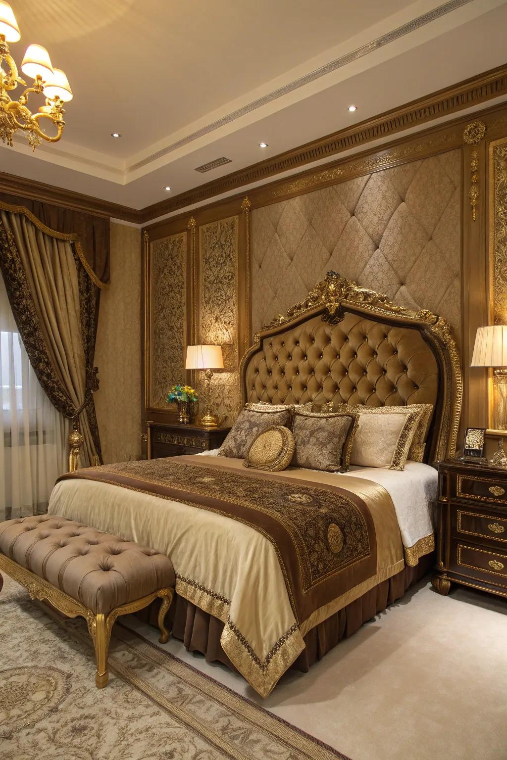 Create luxury with gold and brown hues.