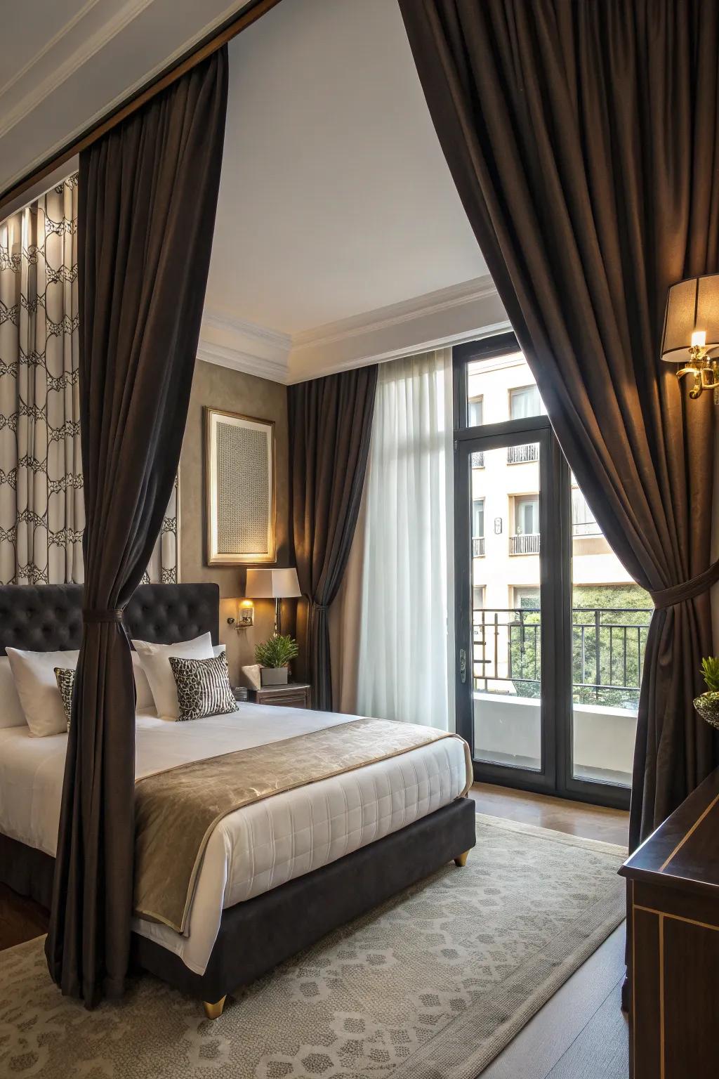 Drapes introduce a pop of color and texture to your bedroom.