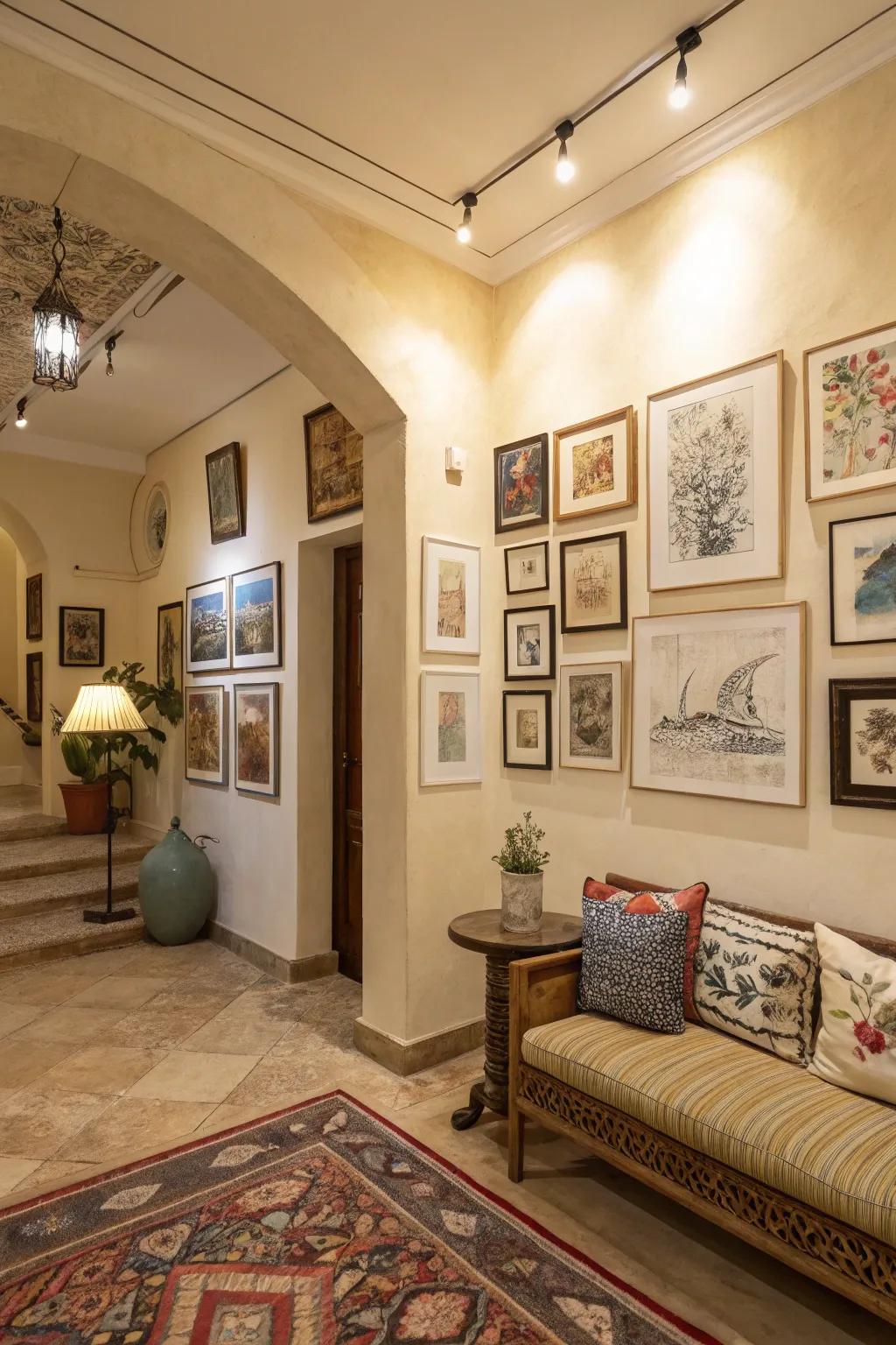 Artistic partition artistry breathes life and personality into the beige interior.