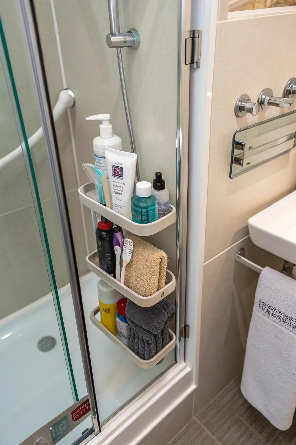 Optimize small spaces with a compact shower buddy.