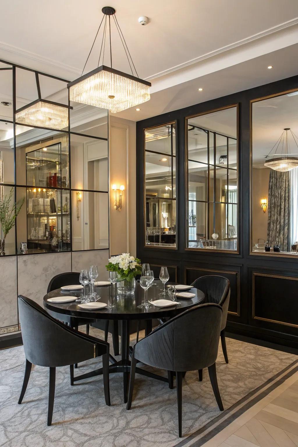 Reflective elements enhance light and openness.