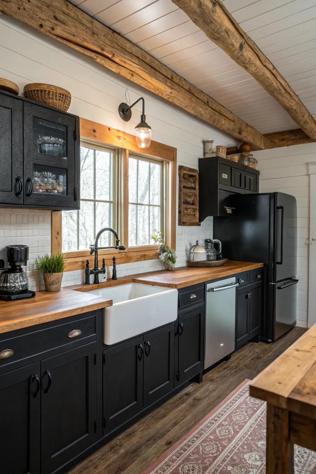 Onyx fixtures with country elements offer a modern twist.