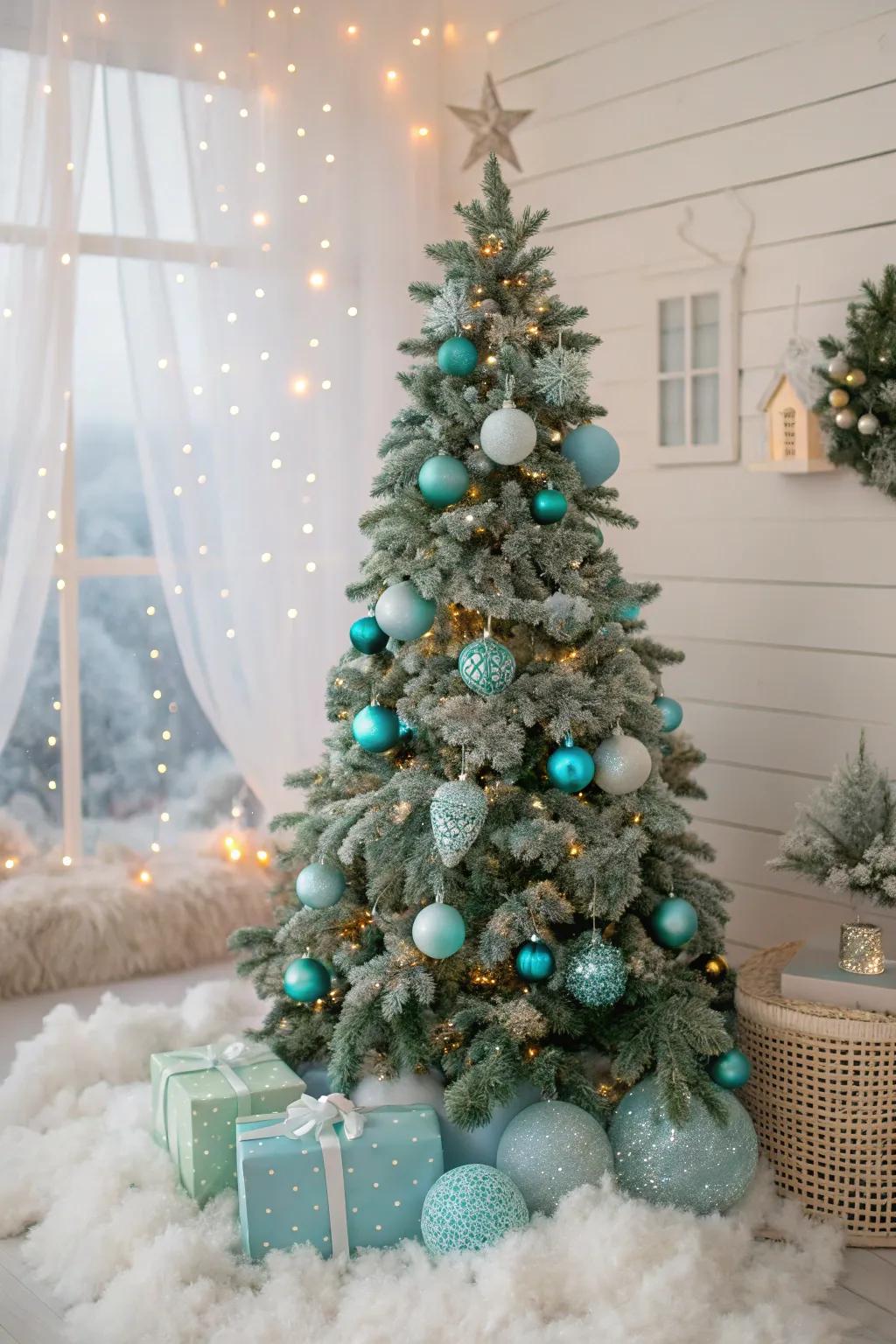 A seafoam and lavish blue tree turning your area into a dreamy paradise.