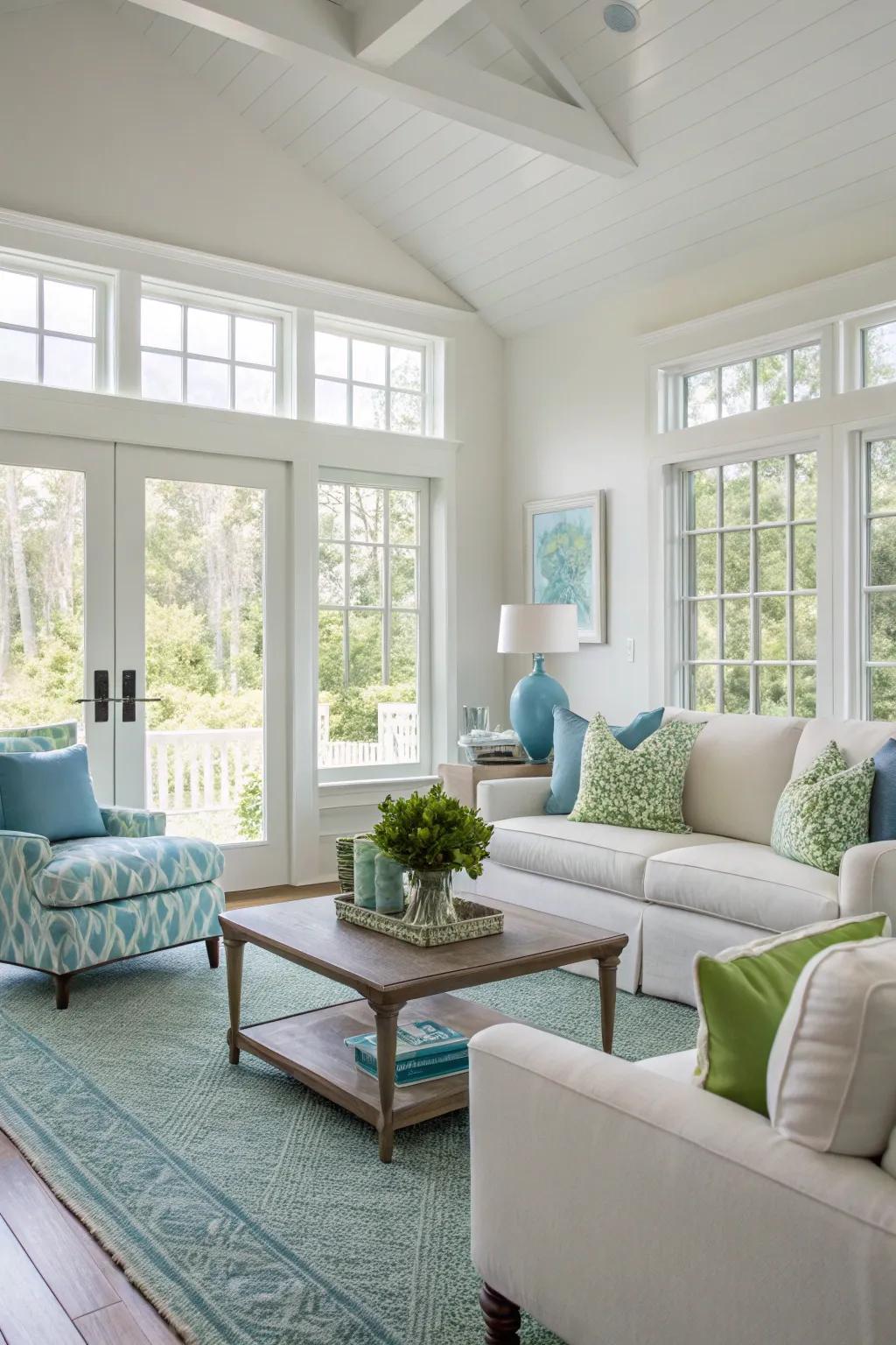 A simple method with subtle azure and verdant accents.