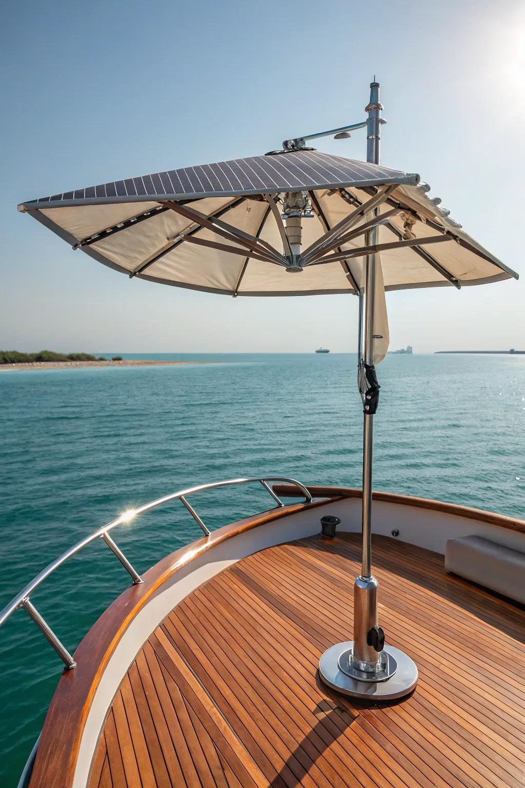 Use the sun's power on the open sea with this solar-powered umbrella.