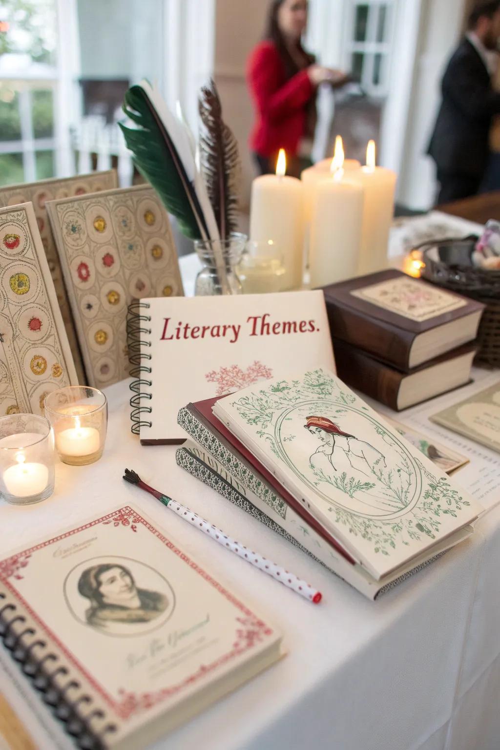 Book-themed party keepsakes for guests to take home.