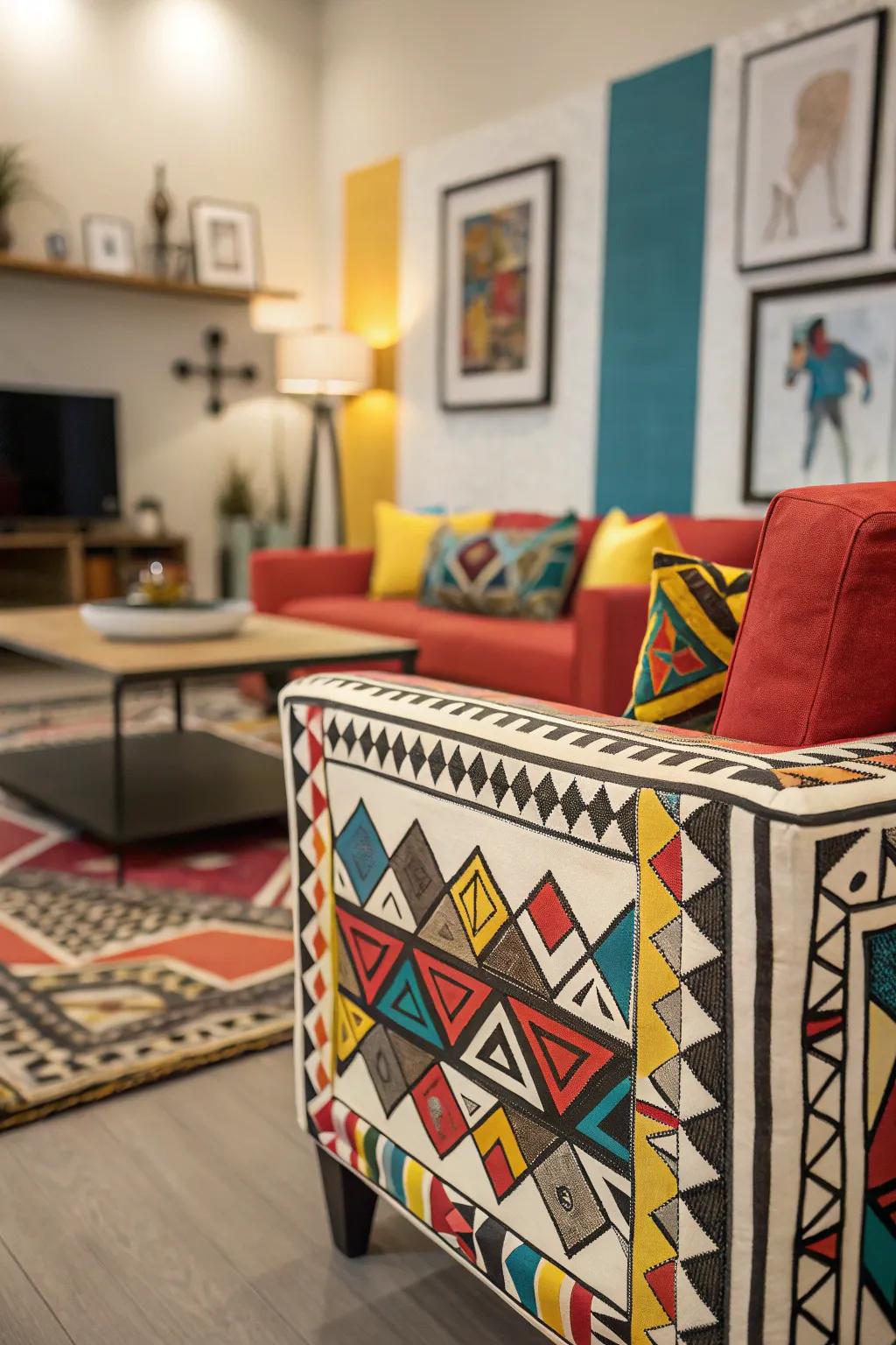 Graphic borders transform walls into works of art.