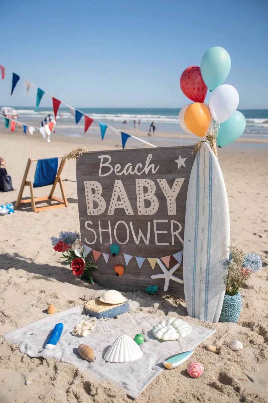 A beach-themed baby shower bringing coastal vibes and amusement