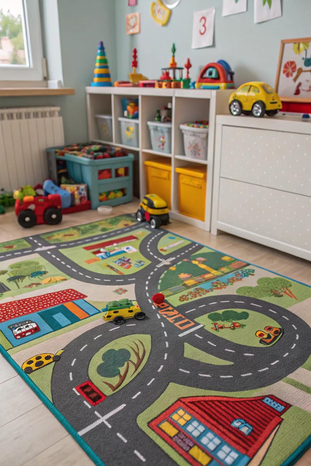 An activity rug that inspires movement and imaginative play.