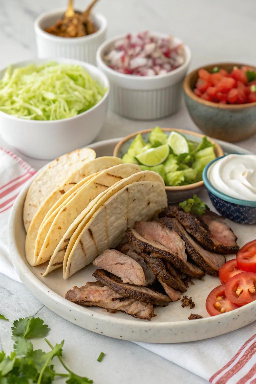 An interactive DIY sector for assembling brisket tacos.