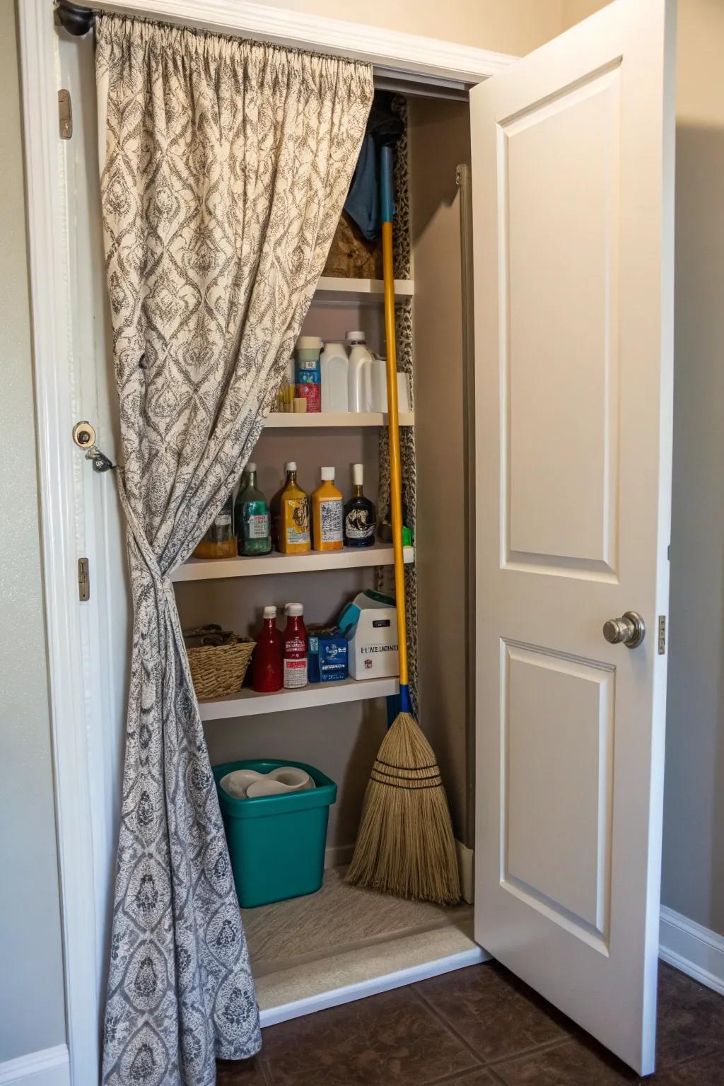 A curtain is a soft and stylish way to cover your closet.