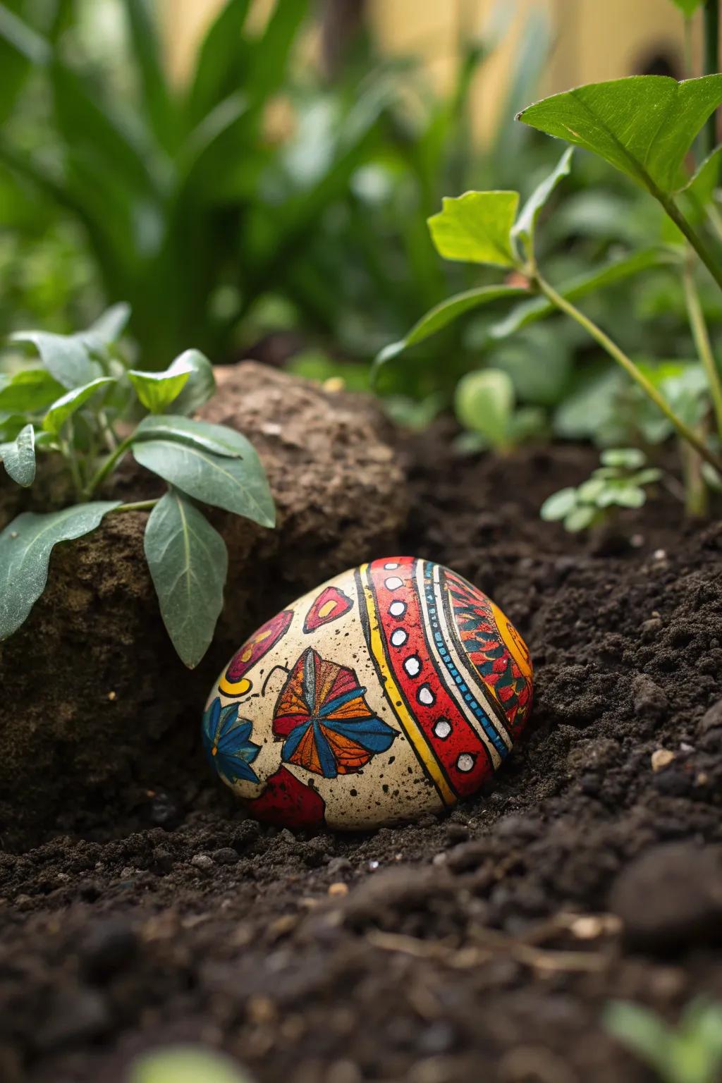 Elevate your garden with a touch of handcrafted charm: Painted stones that tell a story.