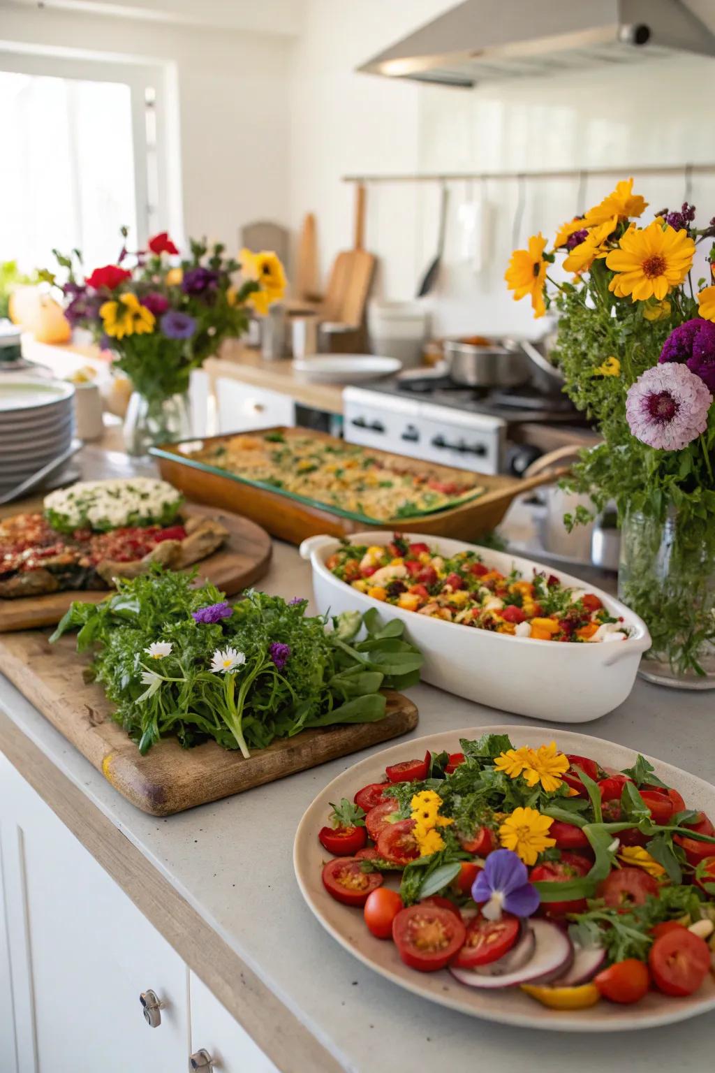 Themed embellishments inject vitality and flavor into your buffet dishes.