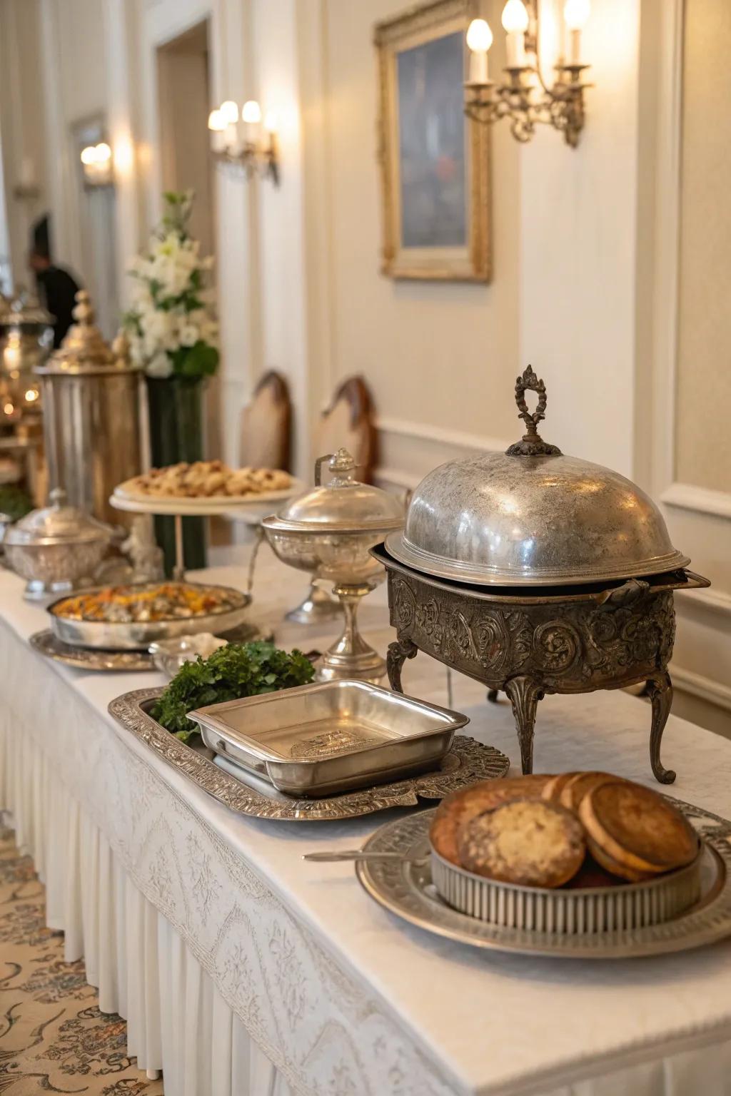Vintage elements add history and charm to your buffet.