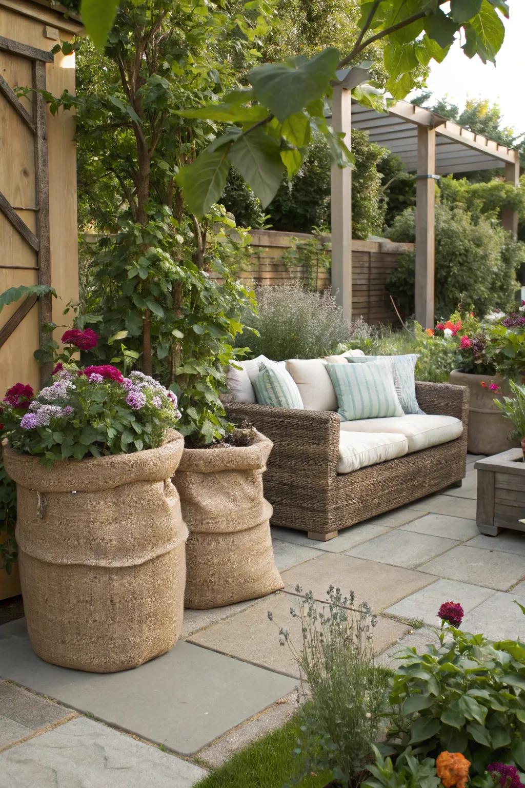 Highlight the inherent beauty of outdoor spaces with hessian.