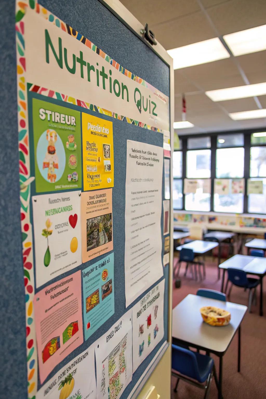 A nutrition quiz board engaging students in nutrition education.