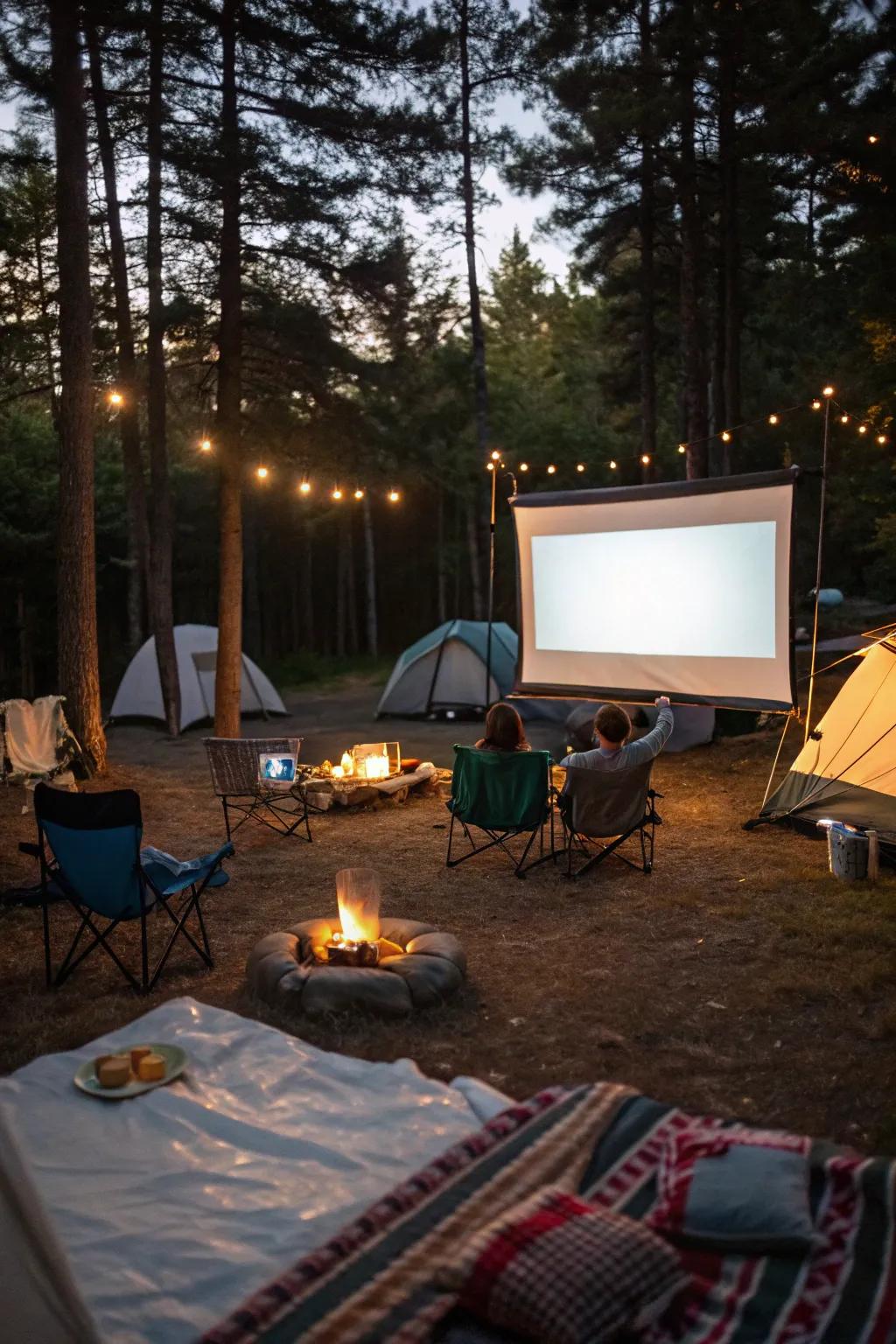 Relish a magical movie night under the stars with an outdoor setup.