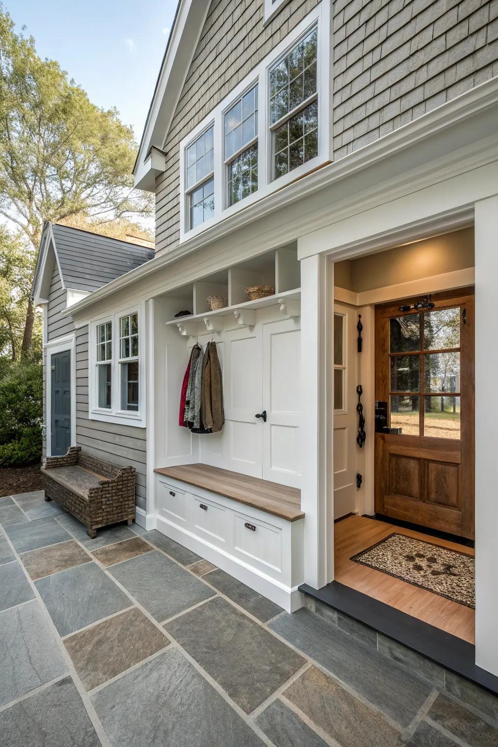 A mudroom introduces order and effectiveness to your entryway.