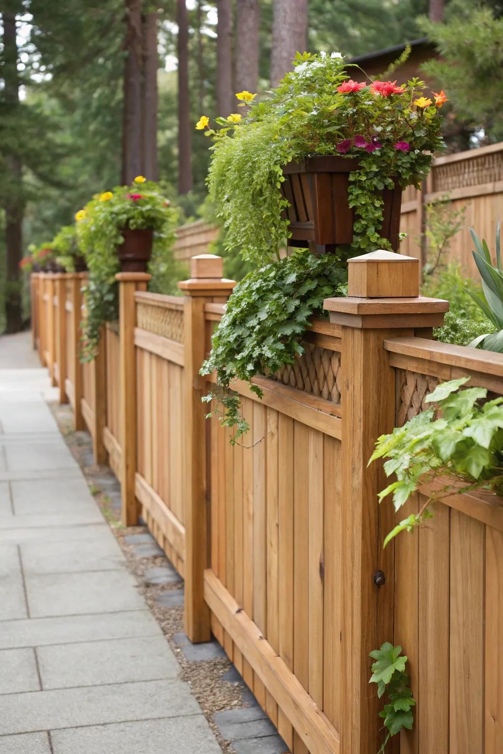 Elevate your outdoor space with this expertly crafted timber surround featuring integrated flower boxes&mdash;where functionality meets organic beauty.
