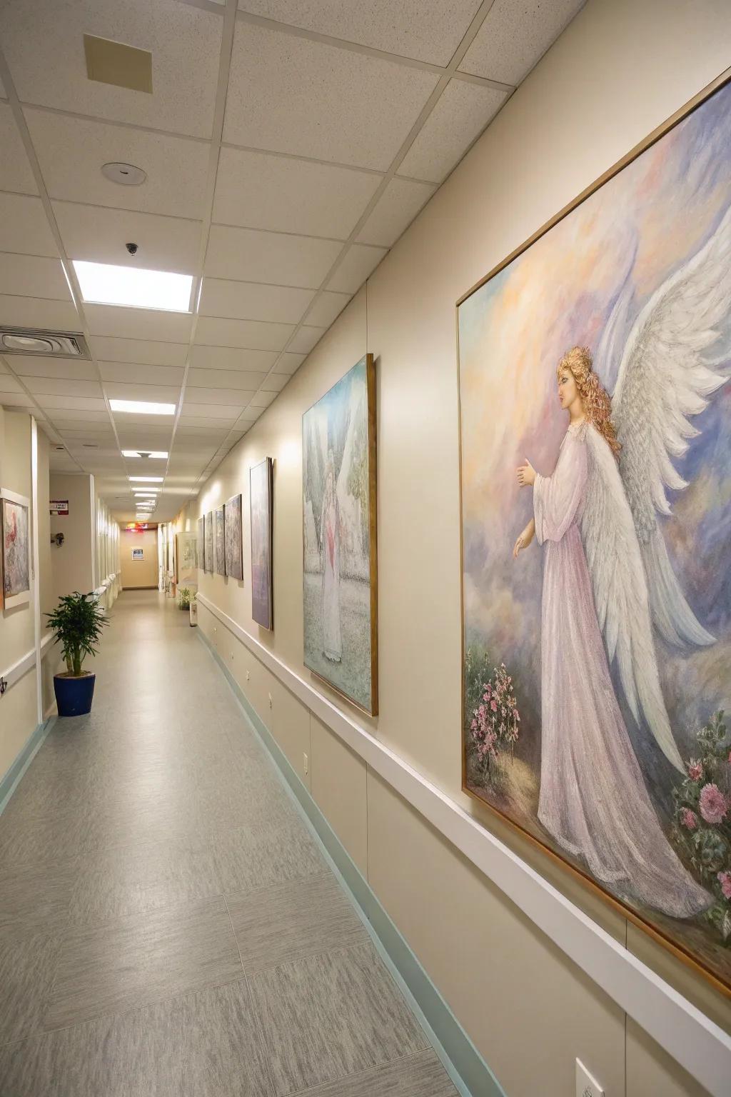 Paintings with winged messengers deliver feelings of protection.