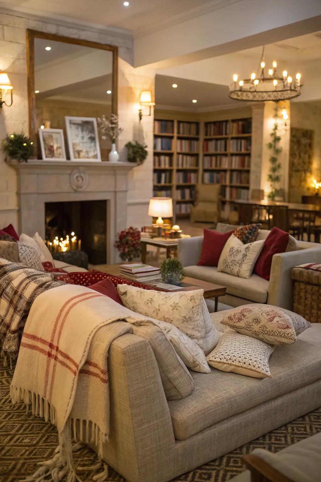 A comfortable relaxation area invites guests to relax and enjoy the festivities.